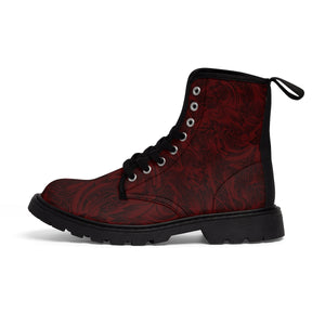 Women's Canvas Boots Dragon Swirl Red