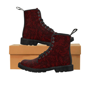 Women's Canvas Boots Dragon Swirl Red