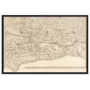 Framed matte paper poster Map of East Sussex